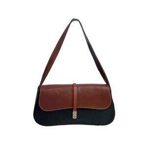 Conte Di Cavour Women's Black And Brown Leather Shoulder Bag Sz M
